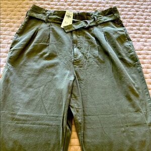 Abercrombie and Fitch Army Green Linen Pant